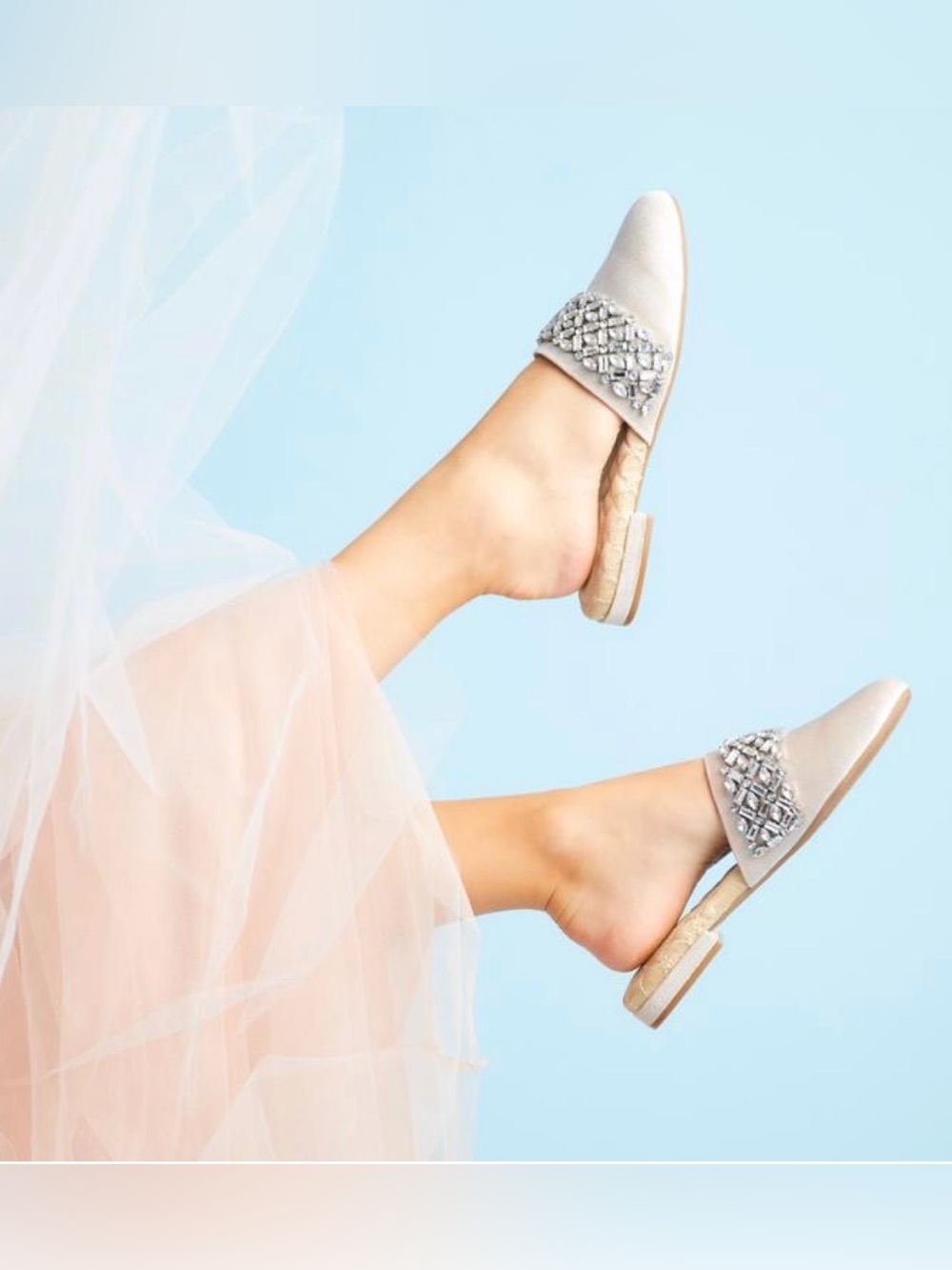 Birdies NWOT Rare The Songbird Bridal Velvet Champagne Slipper Shoe w/duster bag